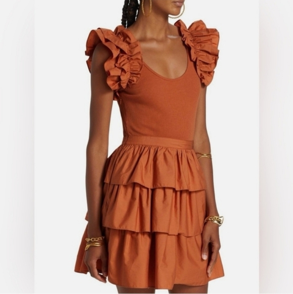 Ulla Johnson Dresses & Skirts - Ulla Johnson Hanna Tiered Ruffle Mini Dress Auburn